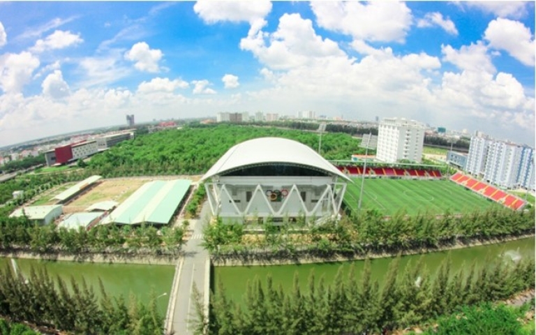 nhà thi đấu sân vận động kí túc xá