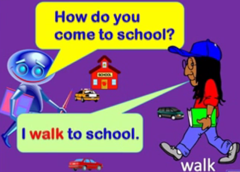 Đi bộ tới trường để rèn luyện sức khỏe