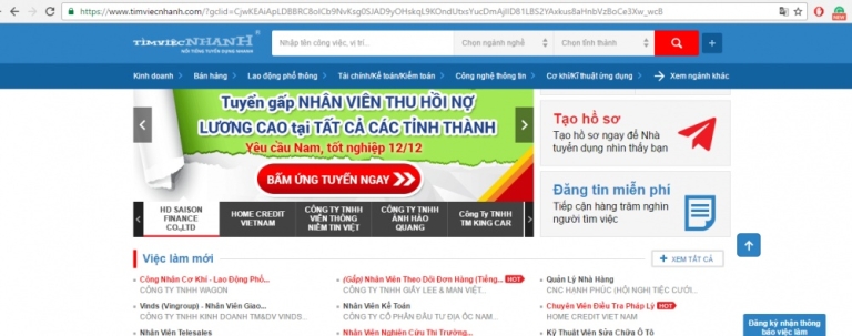 Nhiều công việc đang chờ bạn tại lamviecnhanh.com