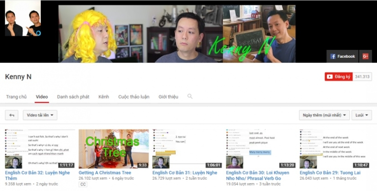 Kênh Youtube của thầy Kenny