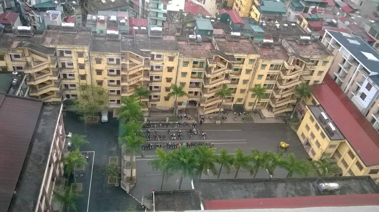 Cảnh nhìn từ phía trên của Ký túc xá Đại học Luật Hà Nội
