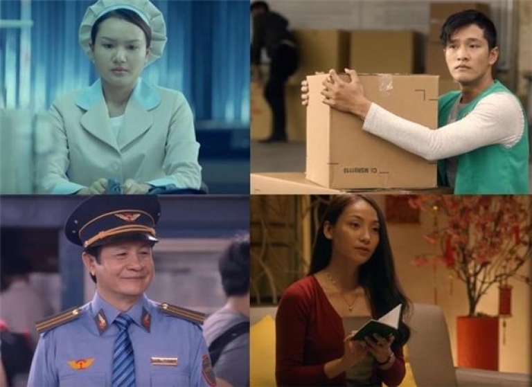 4 nhân vật chính trong đoạn quảng cáo Tết 2017 cảm động của Neptune (Ảnh trích từ TVC)