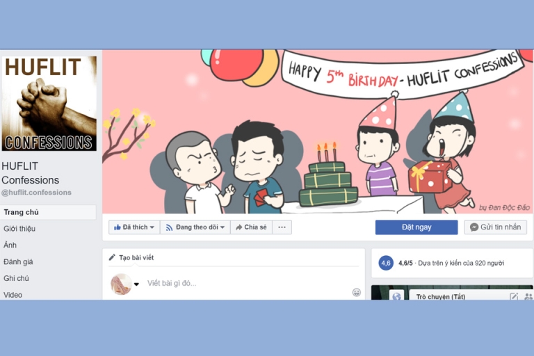 Fanpage HUFLIT Confessions có lượng like khủng lên đến hơn 50.000 lượt (Nguồn: HUFLIT Confessions)