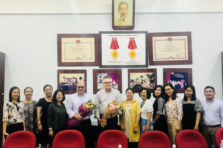 Buổi thảo luận giữa Đại học Fukui (Nhật Bản) cùng Khoa Ngoại Ngữ HUFLIT ( Nguồn: Phòng Đối Ngoại HUFLIT)