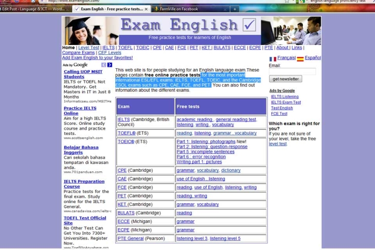 Giao diện của Examenglish (Nguồn: Wordpress)
