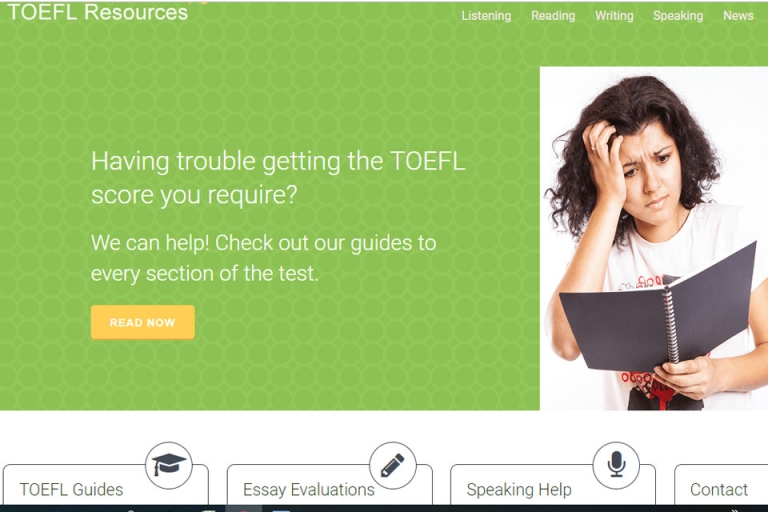 Giao diện bắt mắt của toeflresources (Nguồn: toeflresources)