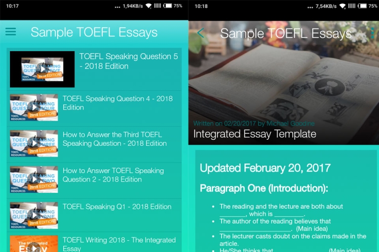Ứng dụng TOEFL Essay