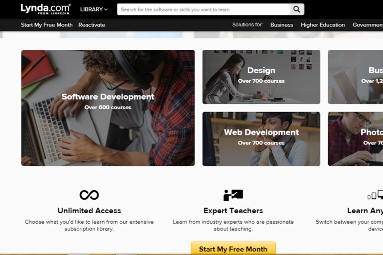Bạn sẽ có những trải nghiệm thú vị về nhiều lĩnh vực tại trang web này! (Nguồn: Lynda.com)