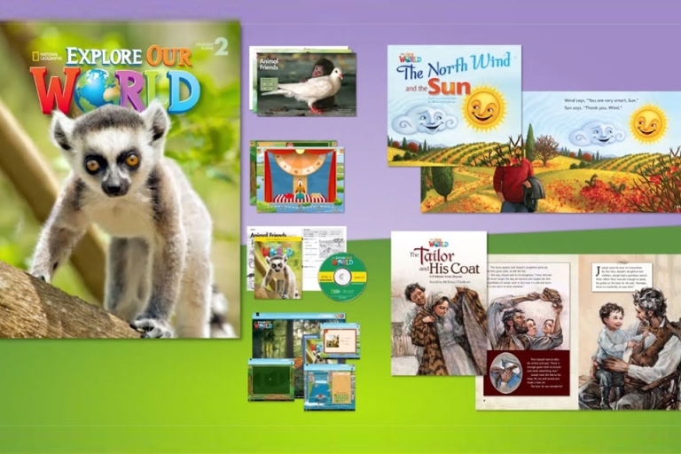 Các bé có thể luyện tập kỹ năng nghe bằng đĩa CD đi kèm với bộ giáo trình Explore Our World