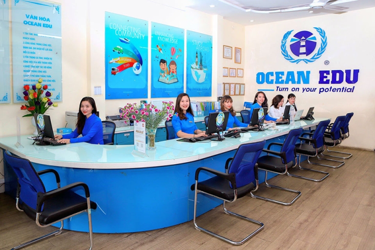 Khu vực tiếp tân tại Ocean Edu Ninh Bình