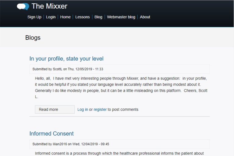 Blog là một điểm nhấn của Mixxer cho phép người dùng đăng tải các bài viết để các thành viên khác sữa lỗi
