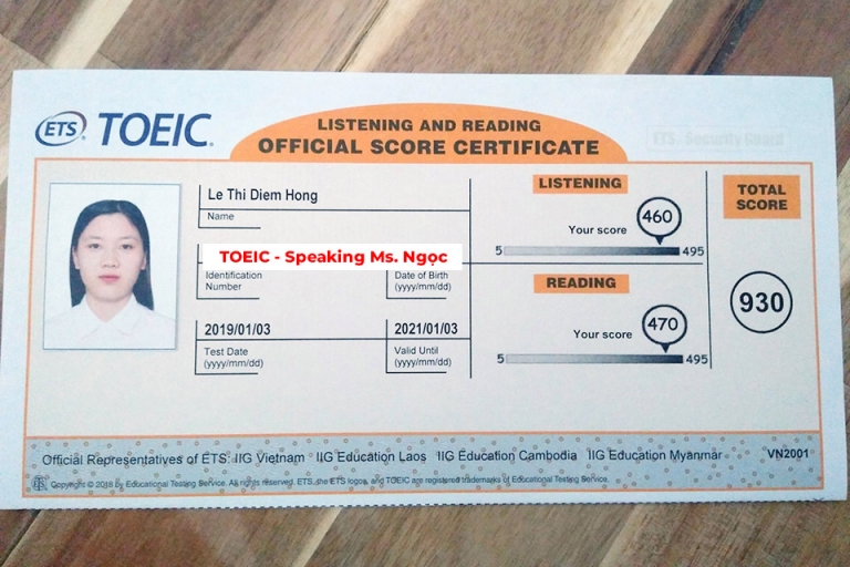 Bảng điểm với thành tích đáng gờm từ cô bạn Lê Thị Diễm Hồng
