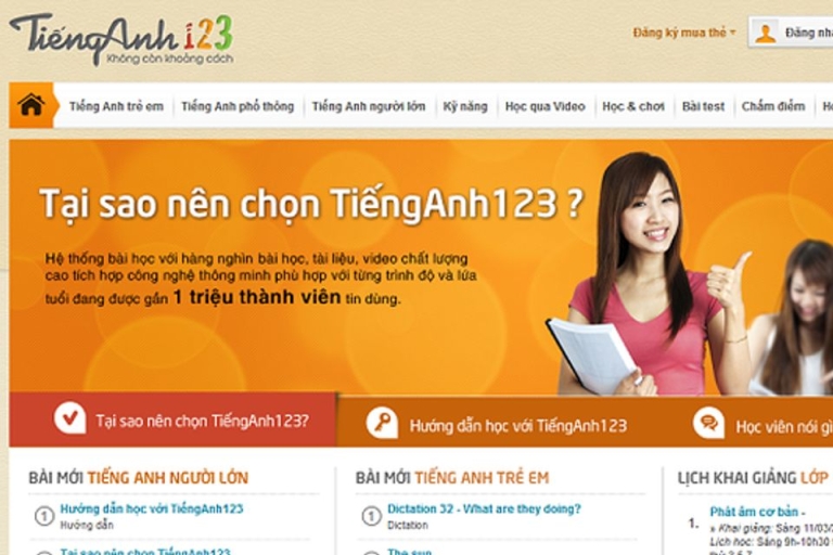 Giao diện của TiếngAnh123