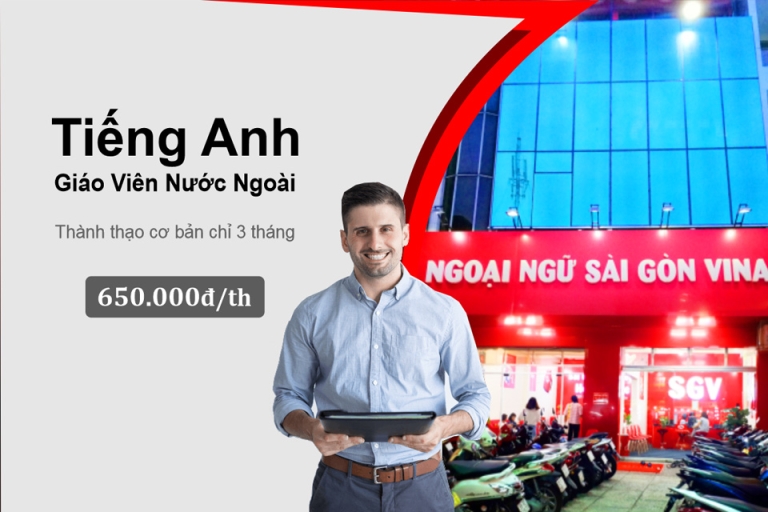 Trung tâm Ngoại ngữ Sài Gòn Vina – Học tiếng Anh với giáo viên nước ngoài, giá Việt (Nguồn: saigonvina)