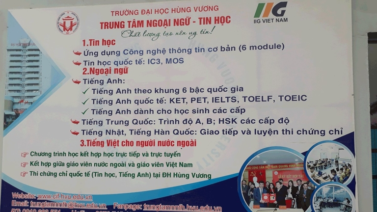 Trung tâm Ngoại ngữ - Tin học trường Đại học Hùng Vương