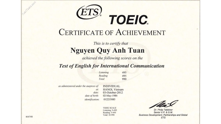 Trung Tâm Thầy Quý Tuấn TOEIC 990/990