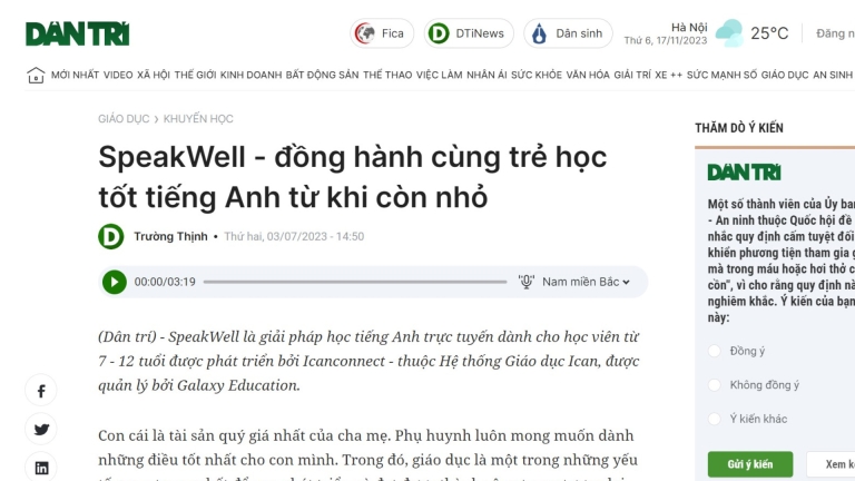 Tiếng Anh Cho Bé SpeakWell