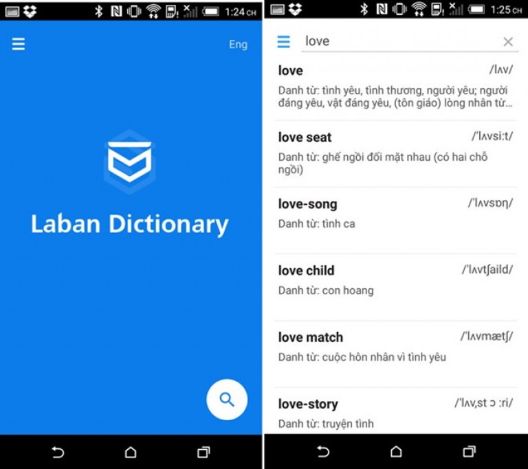 màn hình giao diện của từ điển Laban - 1 công cụ cần thiết cho việc học tiếng Anh