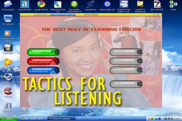 Giao diện Phần mềm Tactics for Listening trên máy tính