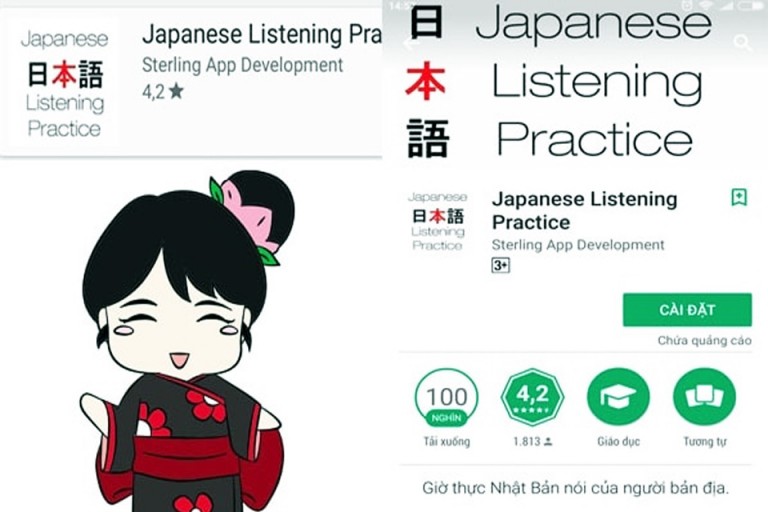 Luyện nghe tiếng Nhật cùng với phần mềm Japanese Listening Practice (Nguồn: Máy phiên dịch)